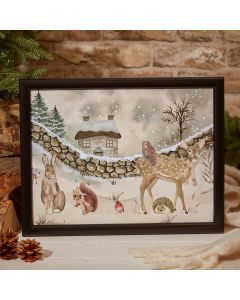 XMAS WOODLAND ANIMAL CUSHIONED LAP TRAY HEAT RESISTANT WOOD