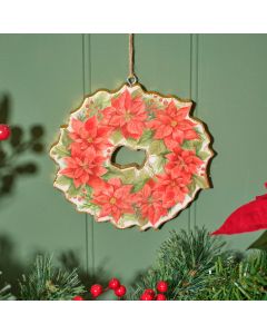 POINSETTIA WOOD SHAPED WREATH HANGER