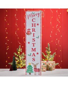 JINGLE AND JOY MERRY CHRISTMAS TALL HANGING WOOD SIGN