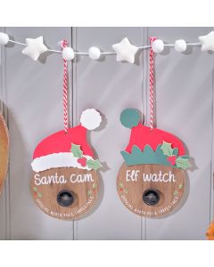 CHILDRENS WINTER WONDERLAND WOOD ELF AND SANTA CAM HANGER 2 ASSTD