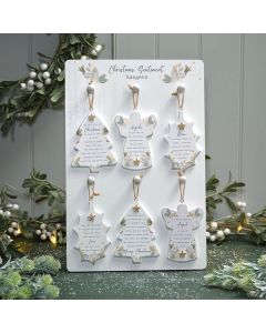WITH LOVE AT CHRISTMAS CHUNKY WOOD 6 ASSTD SHAPED HANGER STAND 36