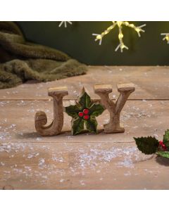 CHRISTMAS MANGO WOOD JOY PAINTED BLOCK+