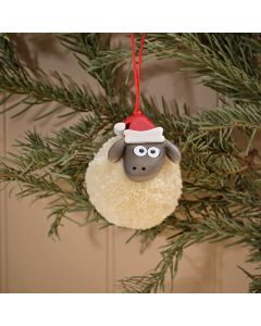 CHRISTMAS SHEEP POM POM CREAM WITH SANTA HAT HANGER