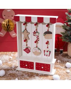 FESTIVE FUN WOOD SHAPED HANGER 6 ASSTD WITH DRESSER STAND OF 36