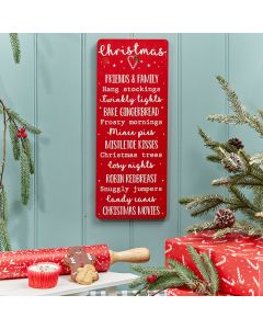 RED CANDY CANE HOME PLAQUE LONG