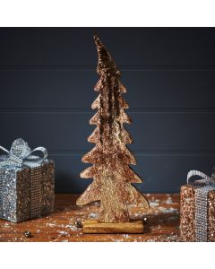 RUSTIC GOLD WOODEN TREE ORNAMENT